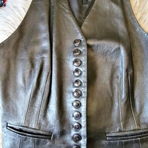 Black leather vest
